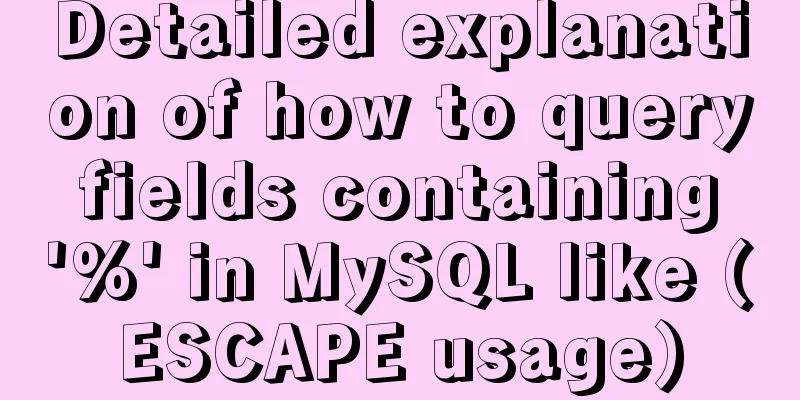 Detailed explanation of how to query fields containing '%' in MySQL like (ESCAPE usage)