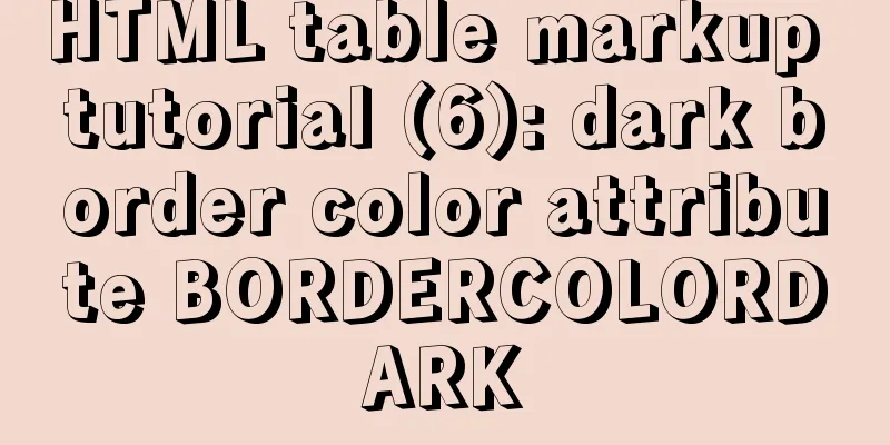 HTML table markup tutorial (6): dark border color attribute BORDERCOLORDARK