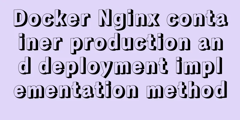 Docker Nginx container production and deployment implementation method