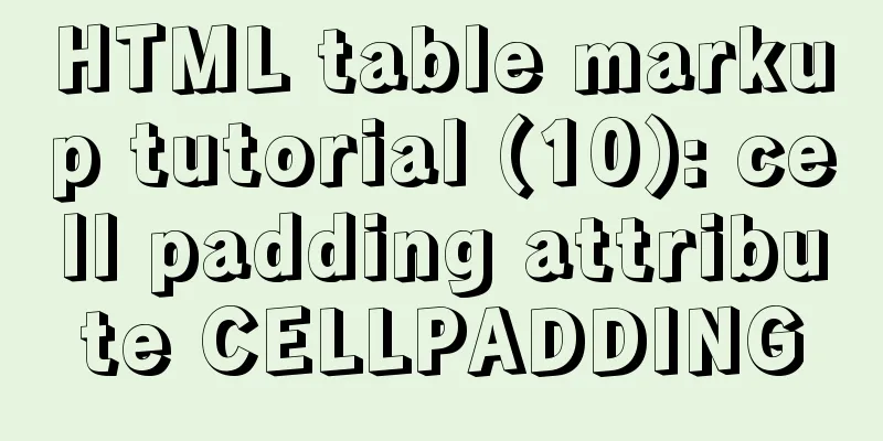 HTML table markup tutorial (10): cell padding attribute CELLPADDING