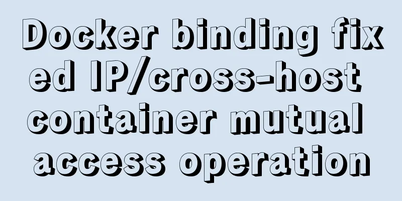 Docker binding fixed IP/cross-host container mutual access operation