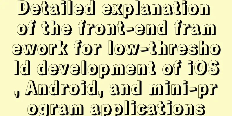 Detailed explanation of the front-end framework for low-threshold development of iOS, Android, and mini-program applications