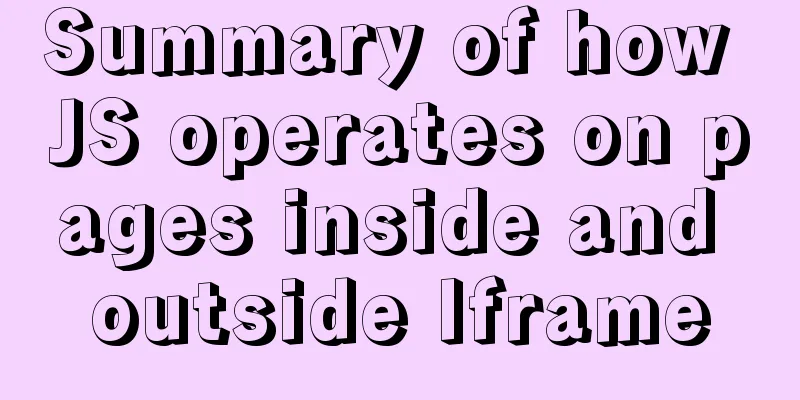 Summary of how JS operates on pages inside and outside Iframe