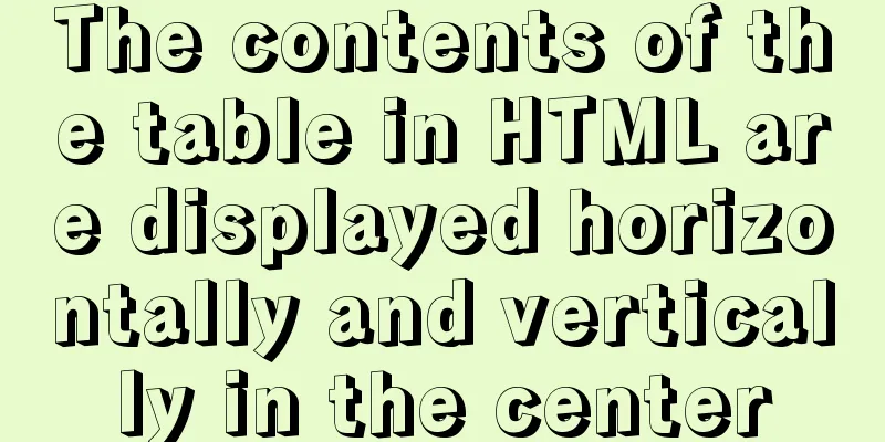 The contents of the table in HTML are displayed horizontally and vertically in the center