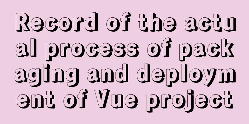 Record of the actual process of packaging and deployment of Vue project