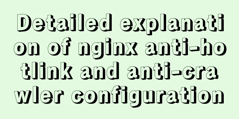 Detailed explanation of nginx anti-hotlink and anti-crawler configuration