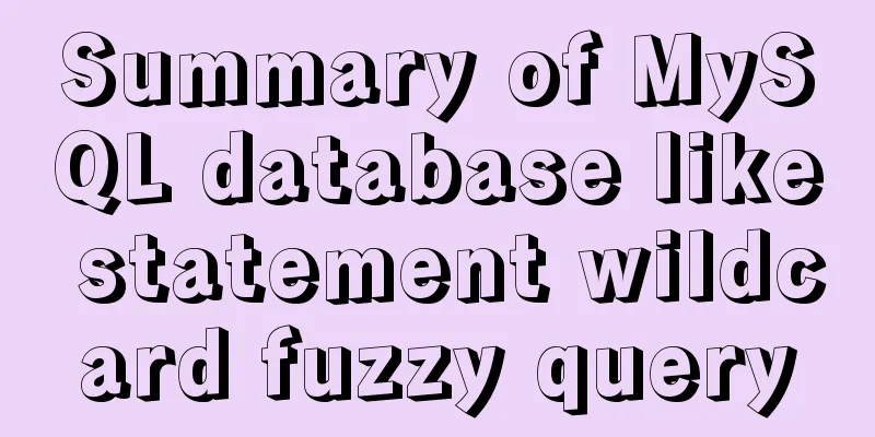 Summary of MySQL database like statement wildcard fuzzy query
