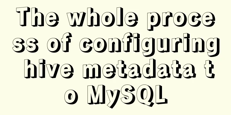 The whole process of configuring hive metadata to MySQL