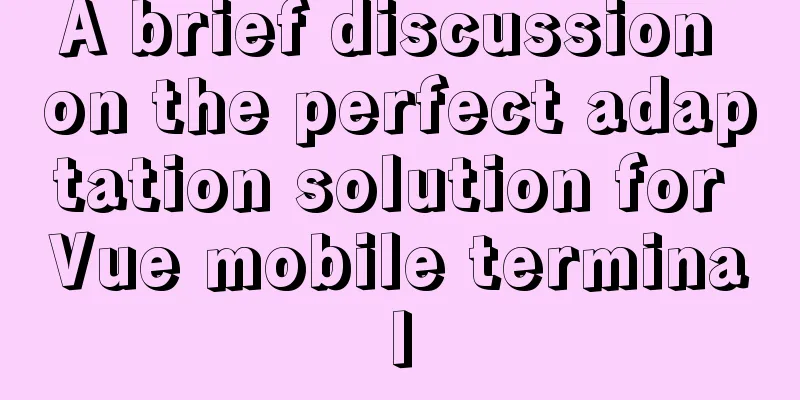 A brief discussion on the perfect adaptation solution for Vue mobile terminal