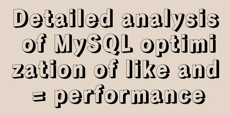 Detailed analysis of MySQL optimization of like and = performance