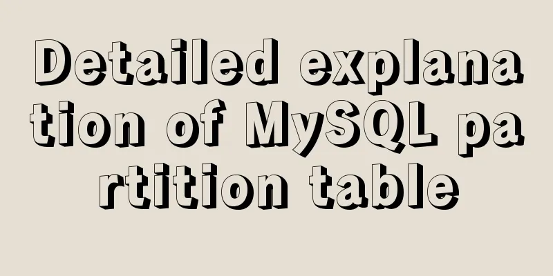 Detailed explanation of MySQL partition table