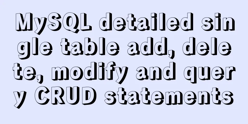 MySQL detailed single table add, delete, modify and query CRUD statements