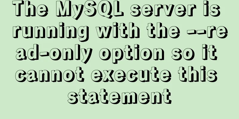 The MySQL server is running with the --read-only option so it cannot execute this statement