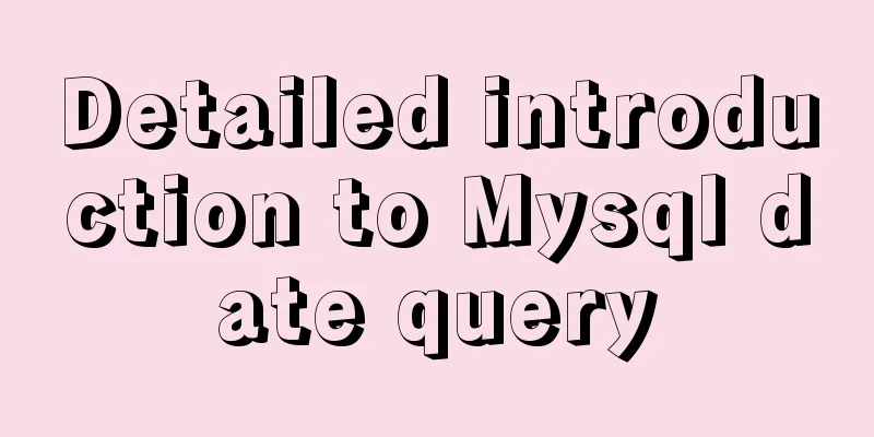 Detailed introduction to Mysql date query