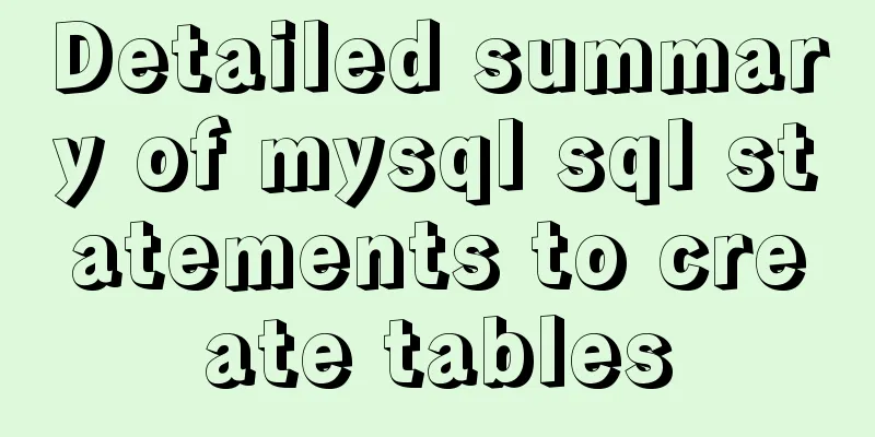 Detailed summary of mysql sql statements to create tables