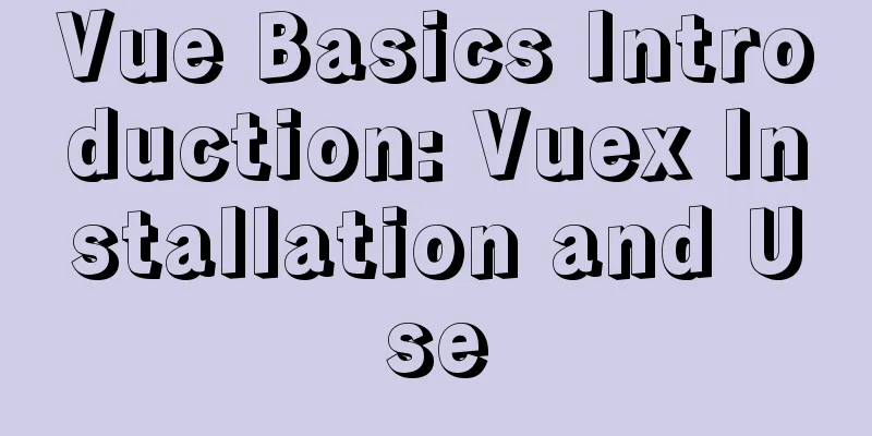Vue Basics Introduction: Vuex Installation and Use