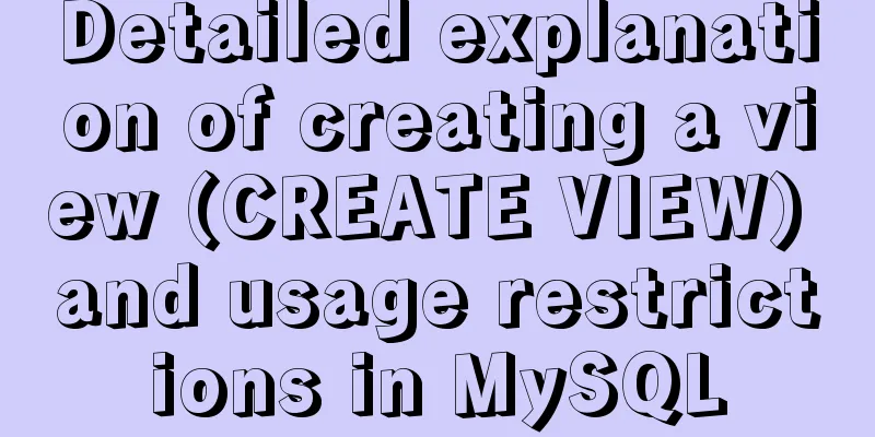 Detailed explanation of creating a view (CREATE VIEW) and usage restrictions in MySQL