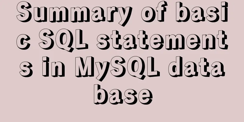 Summary of basic SQL statements in MySQL database
