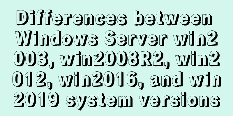 Differences between Windows Server win2003, win2008R2, win2012, win2016, and win2019 system versions