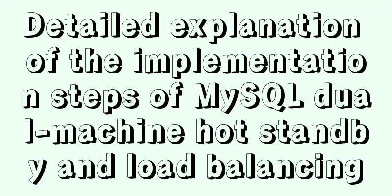 Detailed explanation of the implementation steps of MySQL dual-machine hot standby and load balancing