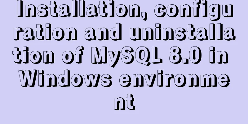 Installation, configuration and uninstallation of MySQL 8.0 in Windows environment