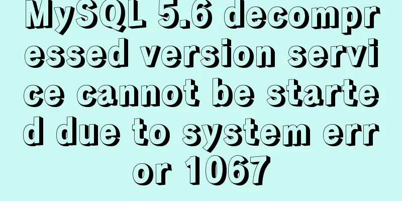 MySQL 5.6 decompressed version service cannot be started due to system error 1067