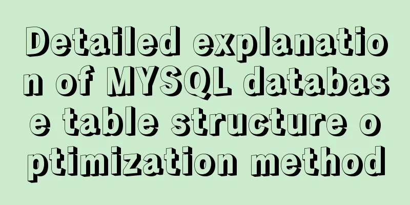 Detailed explanation of MYSQL database table structure optimization method