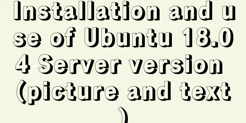 Installation and use of Ubuntu 18.04 Server version (picture and text)