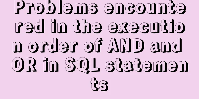 Problems encountered in the execution order of AND and OR in SQL statements