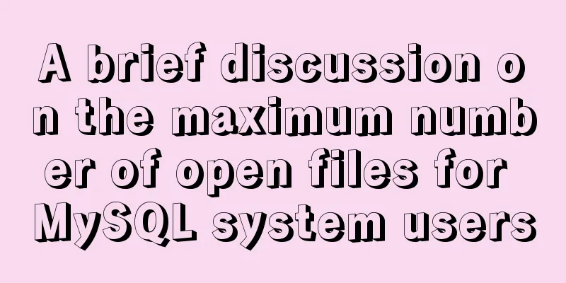 A brief discussion on the maximum number of open files for MySQL system users