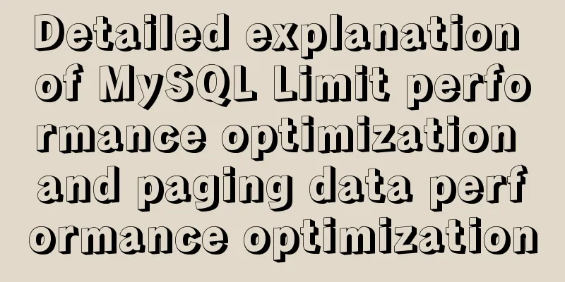 Detailed explanation of MySQL Limit performance optimization and paging data performance optimization