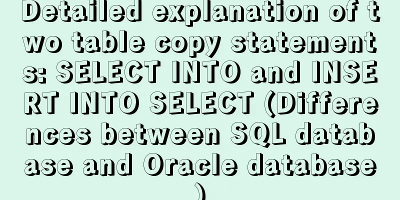 Detailed explanation of two table copy statements: SELECT INTO and INSERT INTO SELECT (Differences between SQL database and Oracle database)