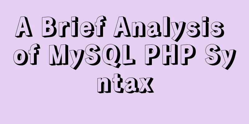 A Brief Analysis of MySQL PHP Syntax