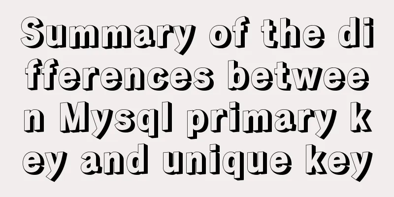 Summary of the differences between Mysql primary key and unique key