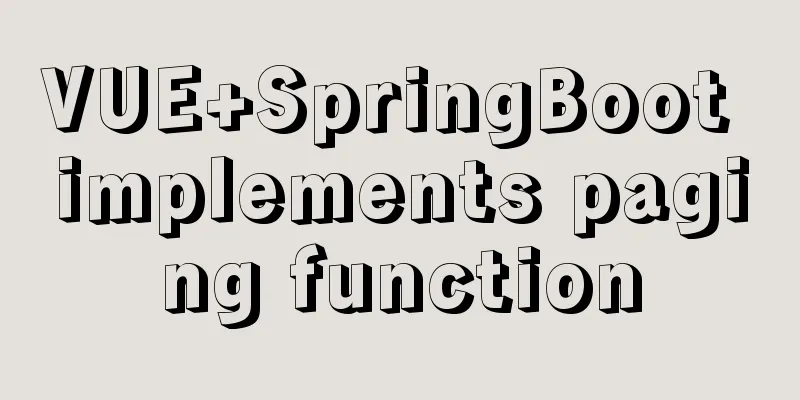 VUE+SpringBoot implements paging function