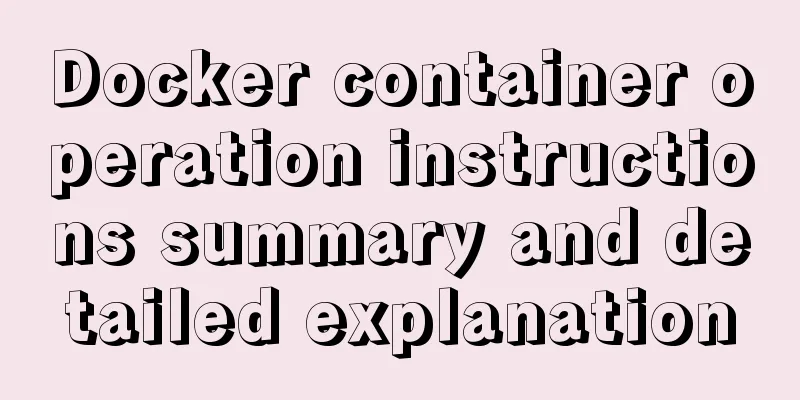 Docker container operation instructions summary and detailed explanation