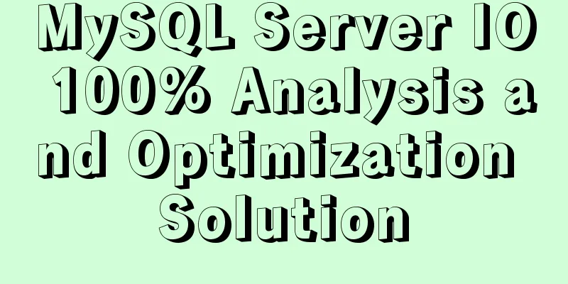 MySQL Server IO 100% Analysis and Optimization Solution