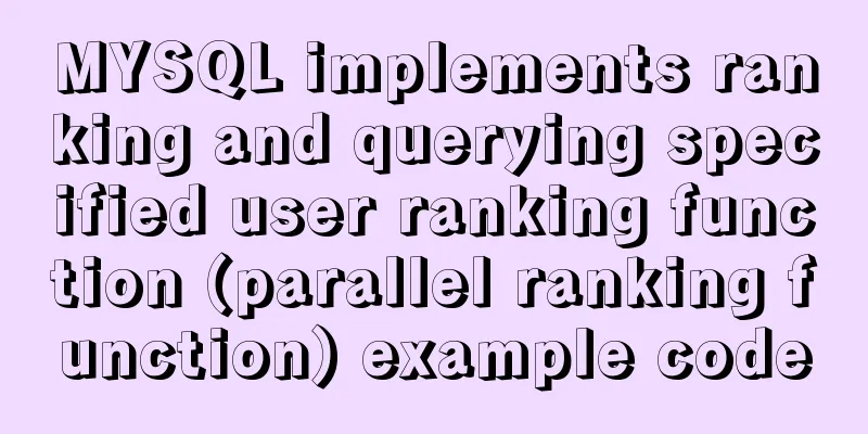 MYSQL implements ranking and querying specified user ranking function (parallel ranking function) example code