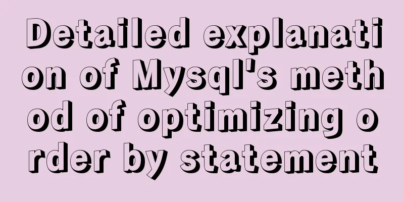 Detailed explanation of Mysql's method of optimizing order by statement
