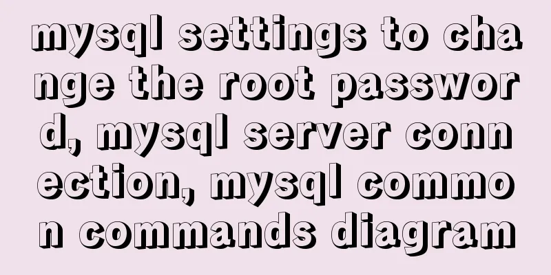 mysql settings to change the root password, mysql server connection, mysql common commands diagram