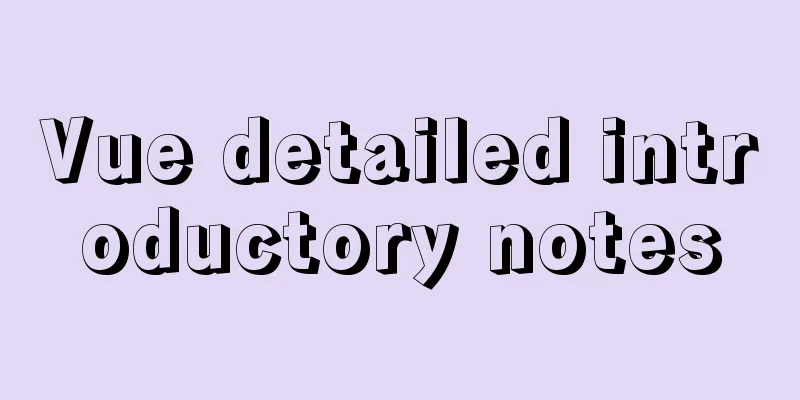 Vue detailed introductory notes