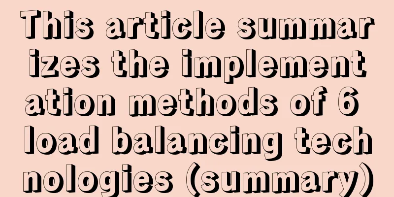 This article summarizes the implementation methods of 6 load balancing technologies (summary)