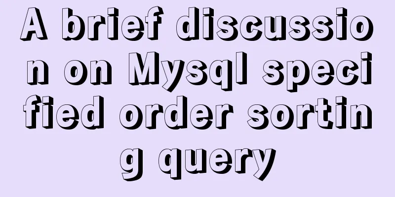 A brief discussion on Mysql specified order sorting query