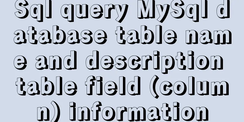 Sql query MySql database table name and description table field (column) information