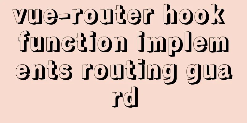 vue-router hook function implements routing guard
