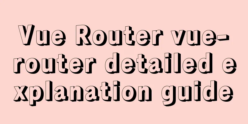 Vue Router vue-router detailed explanation guide
