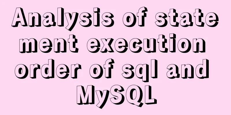 Analysis of statement execution order of sql and MySQL