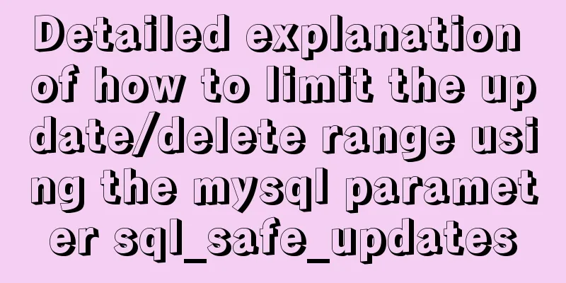 Detailed explanation of how to limit the update/delete range using the mysql parameter sql_safe_updates