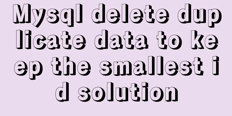 Mysql delete duplicate data to keep the smallest id solution
