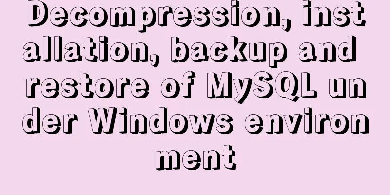 Decompression, installation, backup and restore of MySQL under Windows environment